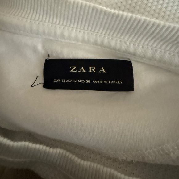 Zara Waffle Knit Oversized T-Shirt | White | Size S - Picture 6 of 6